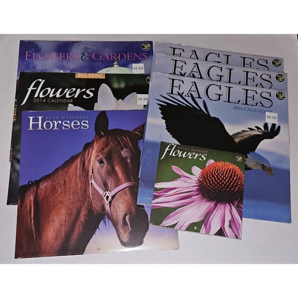 (7) 2014 Calendar Lot 12x12 Flowers Eagles Prop (dates line up with 2025) SEALED